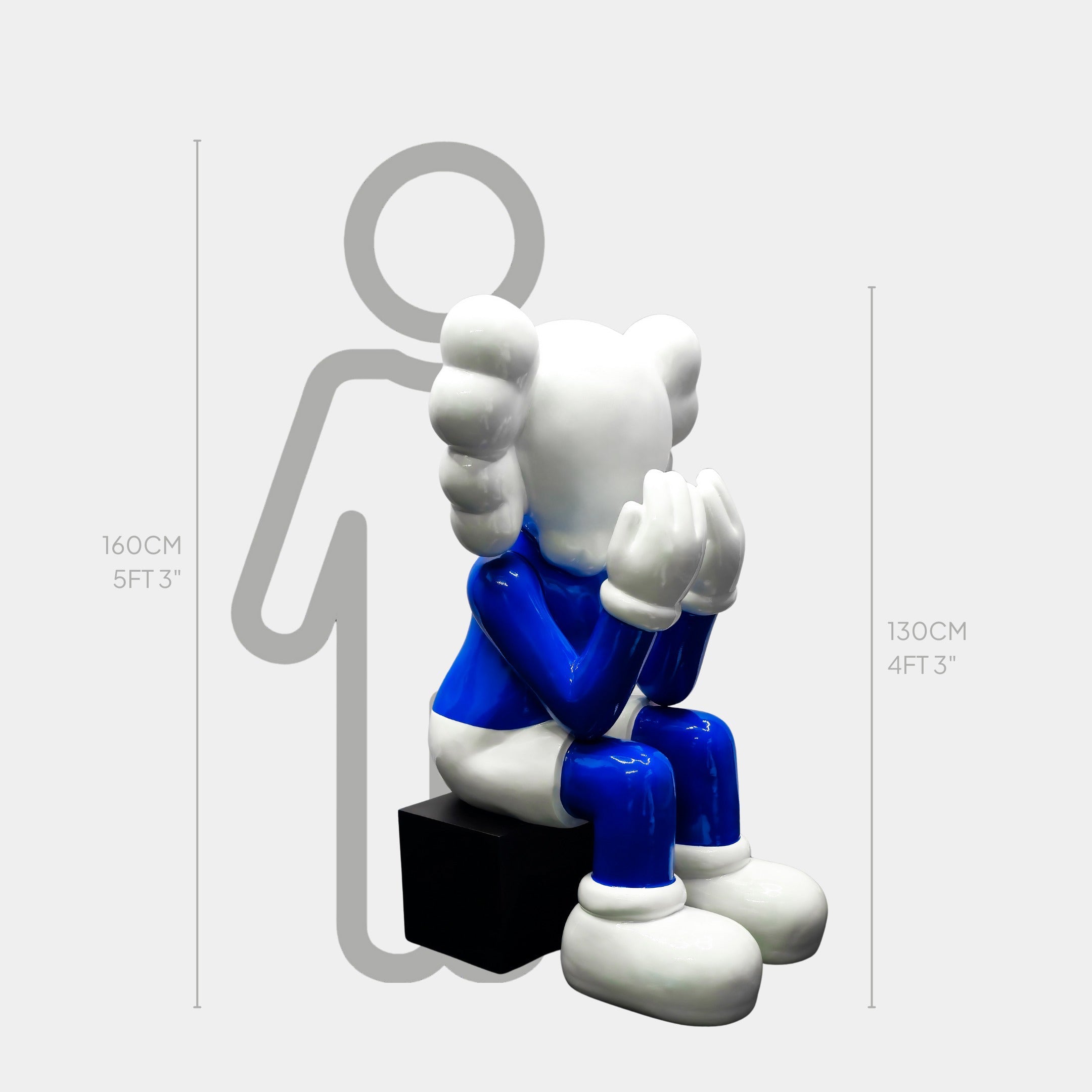 Ex-Display White & Blue Iconify Melancholy Sitting Sculpture - 130cm
